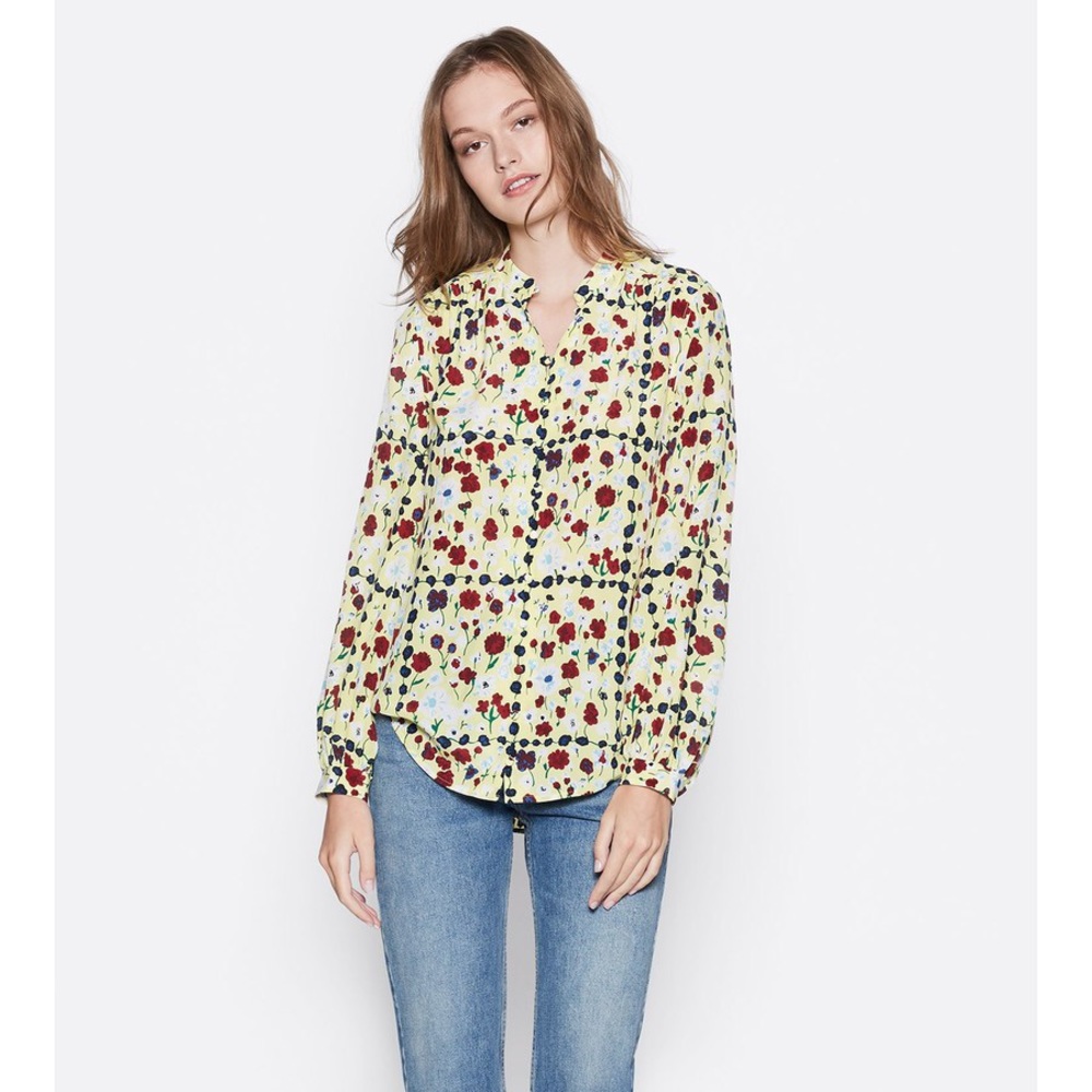 NWT Equipment Cornelia Silk Floral Blouse Yellow Size S